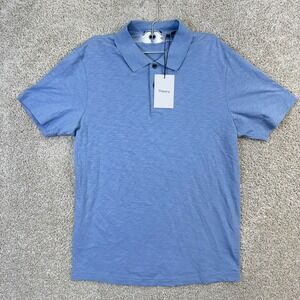 Theory Mens Bron D Cosmos Polo Shirt Rainstorm Blue Slub Cotton M0294501 Size S